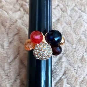 💞SALE!💞 Gorgeous Vintage Gold Toned Cocktail Ring with Rhinestones Size 6